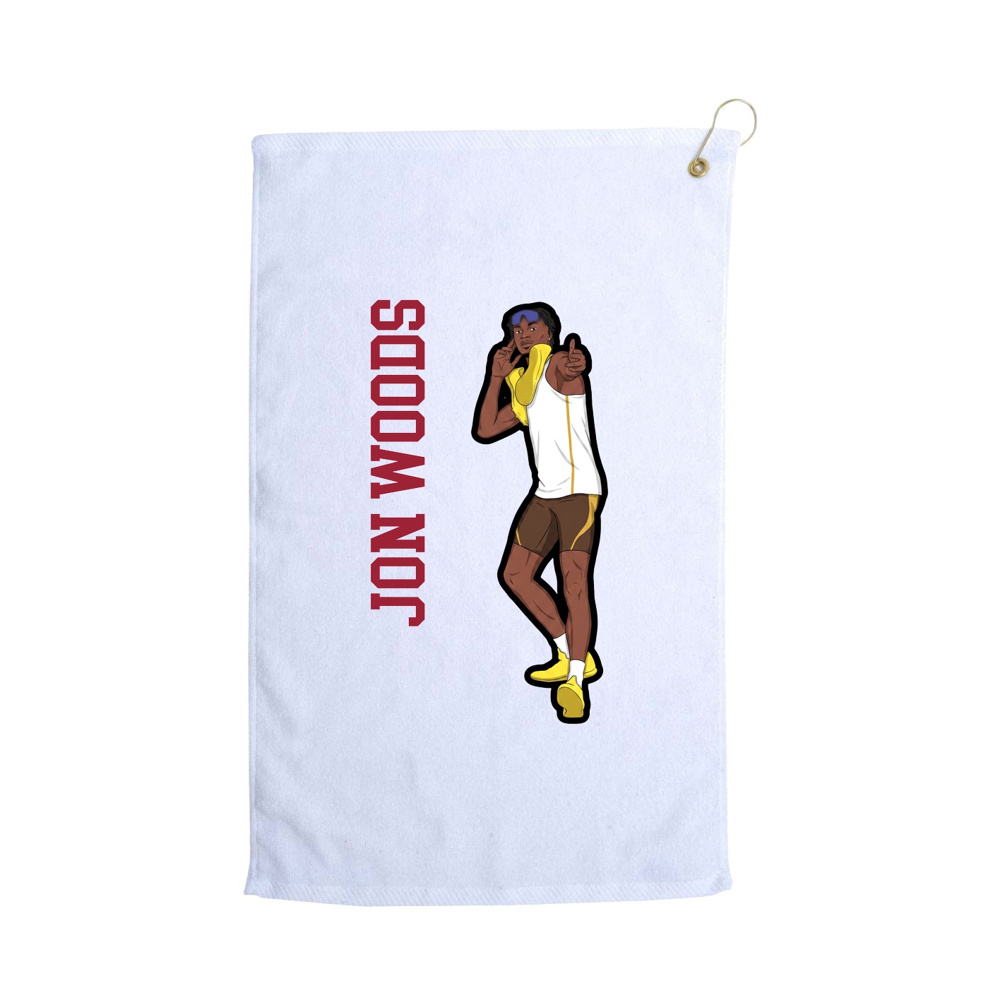 Golf Towel — Name Vertical in White