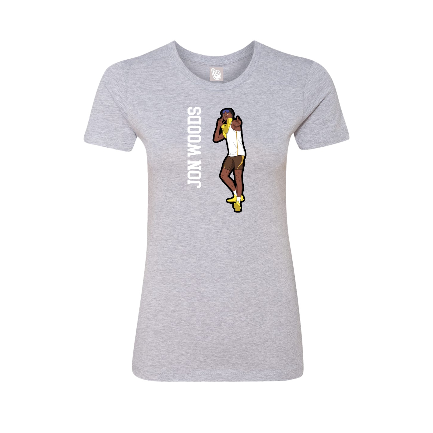 Fitted Women's Tee — Name Vertical in Grey