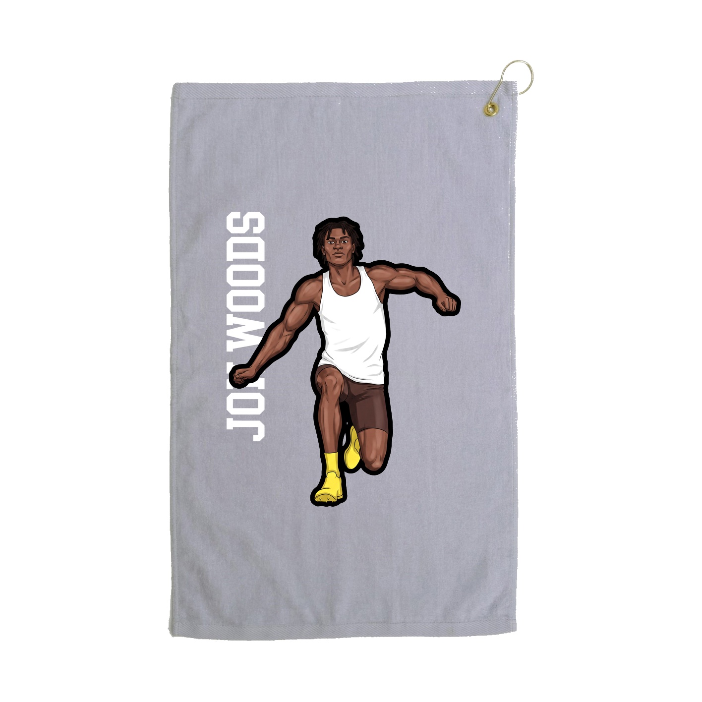 Golf Towel — Name Vertical in Grey