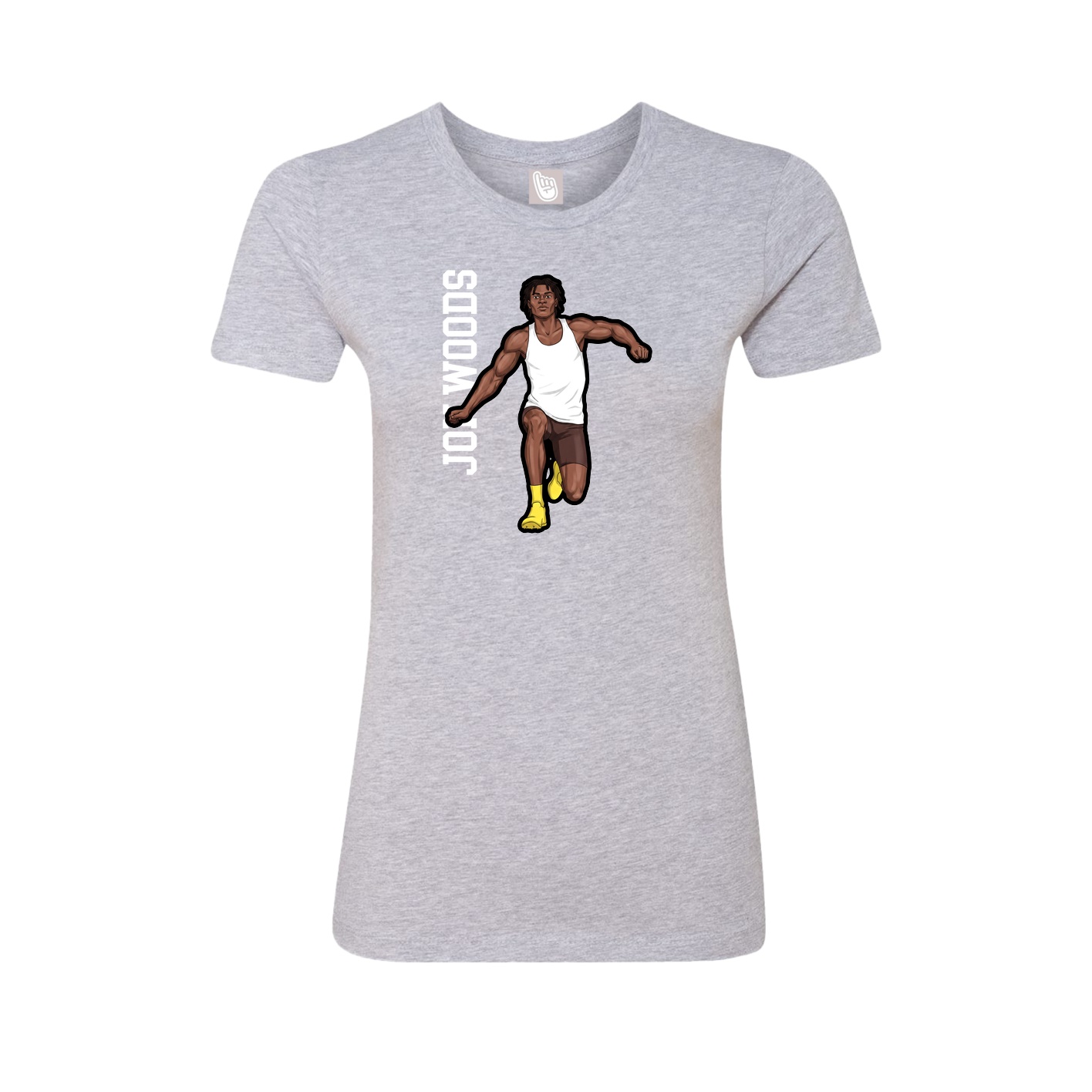 Fitted Women's Tee — Name Vertical in Grey