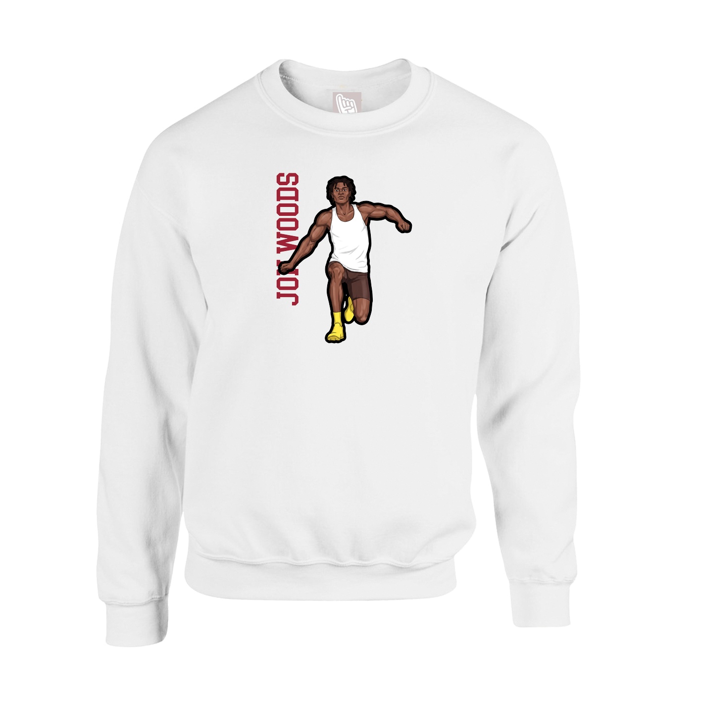 Fleece Crew — Name Vertical in White