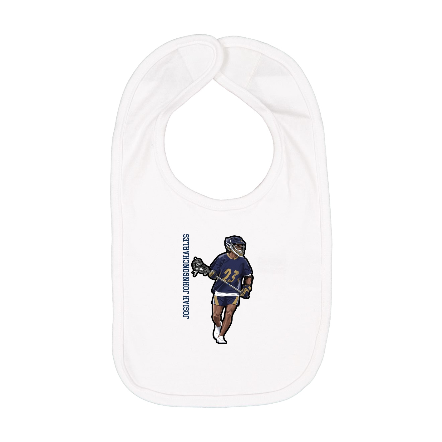 Infant Bib — Name Vertical in White