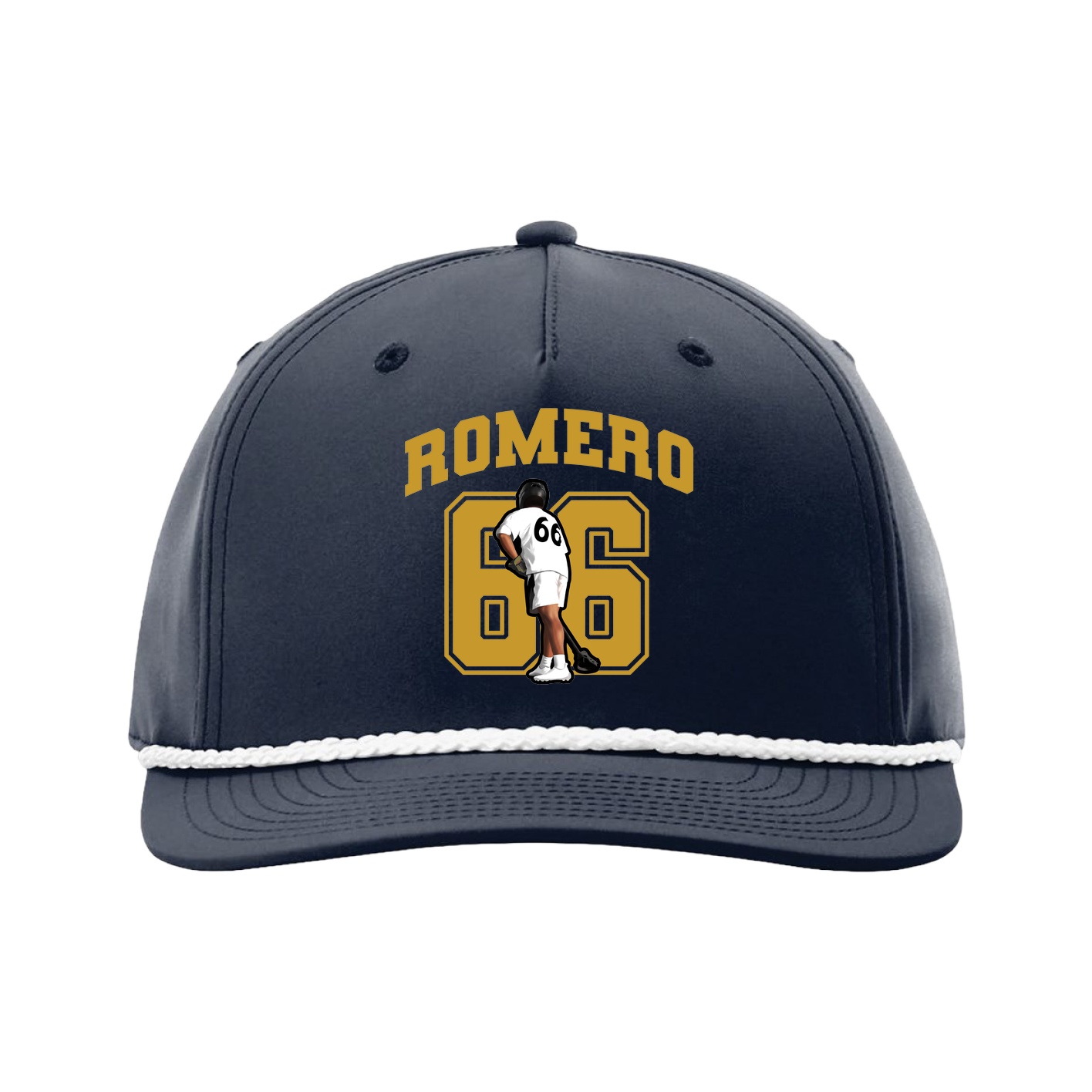 Five-Panel Classic Rope Cap — Number in Navy