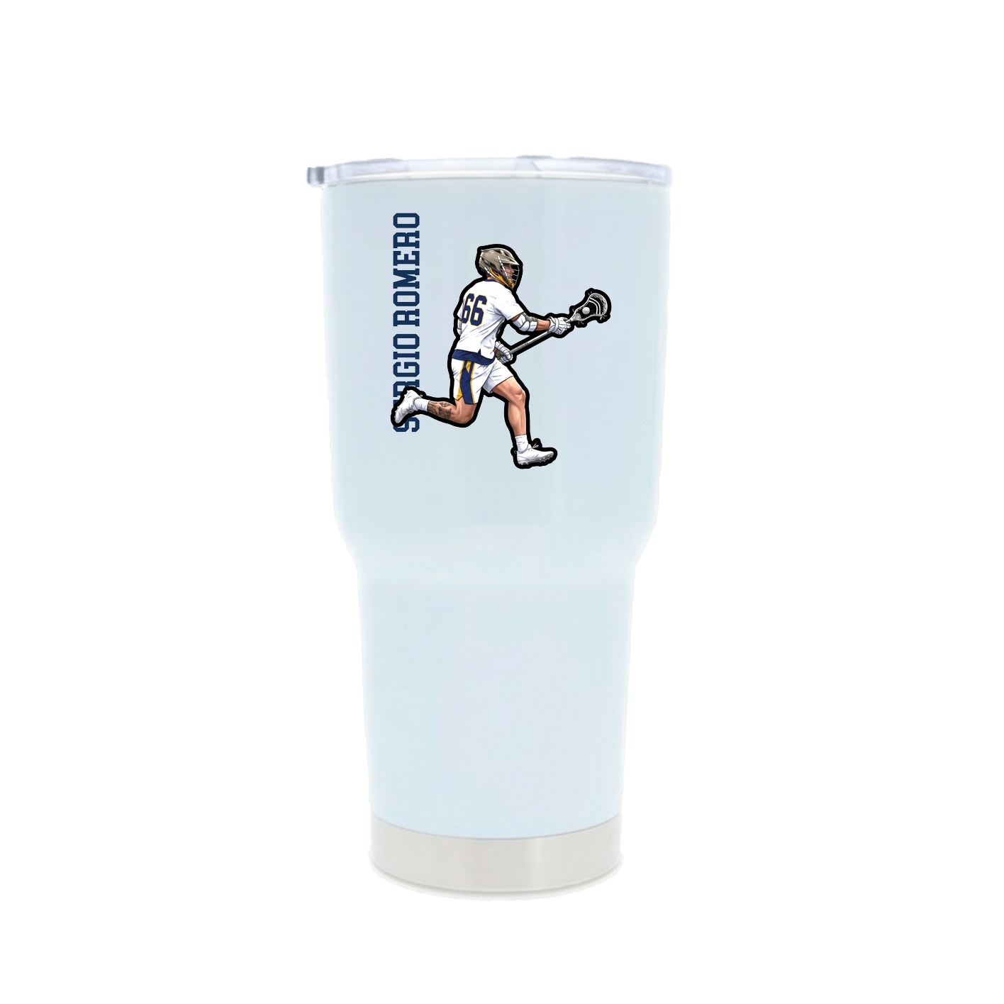 30oz Stainless Steel Tumbler — Name Vertical in White