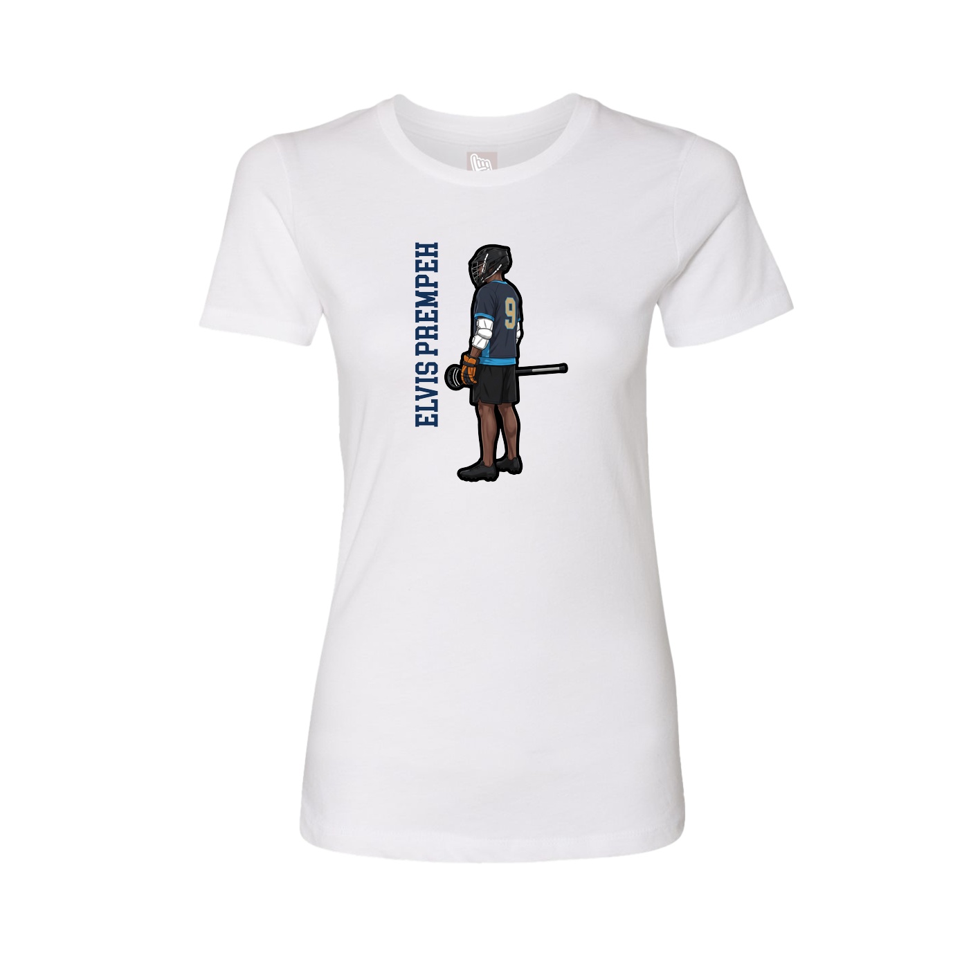 Fitted Women's Tee — Name Vertical in White