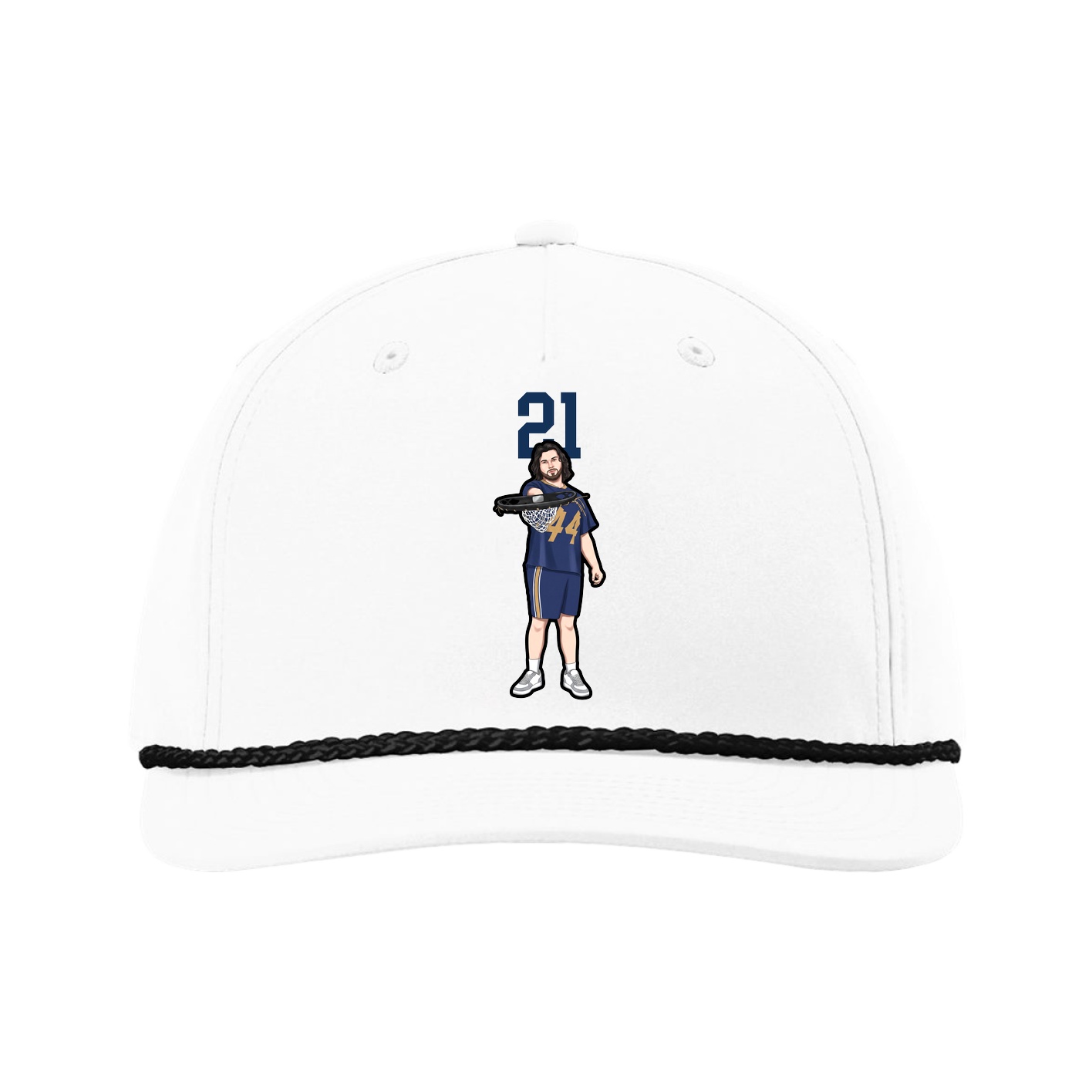 Five-Panel Classic Rope Cap — Number Top in White