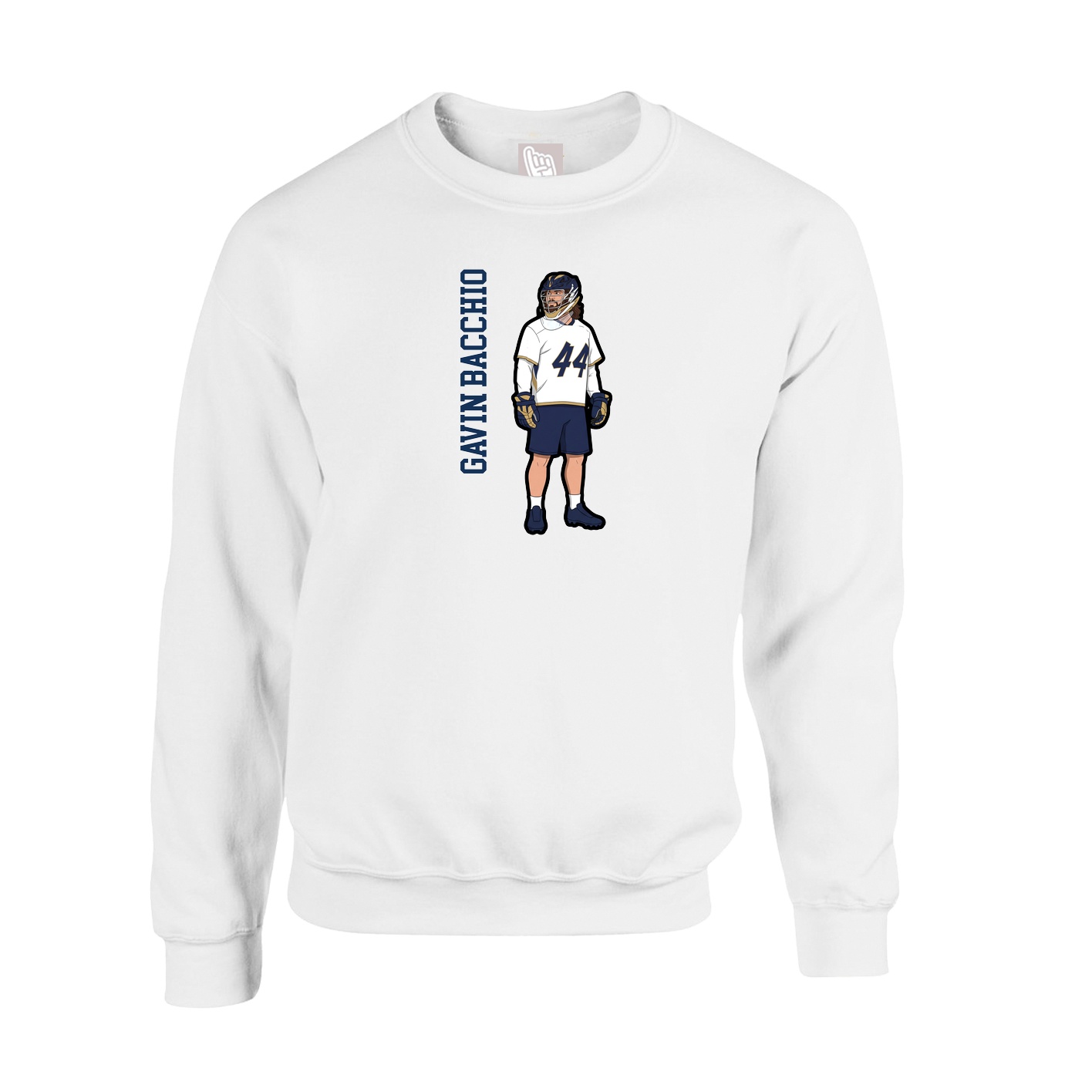 Fleece Crew — Name Vertical in White