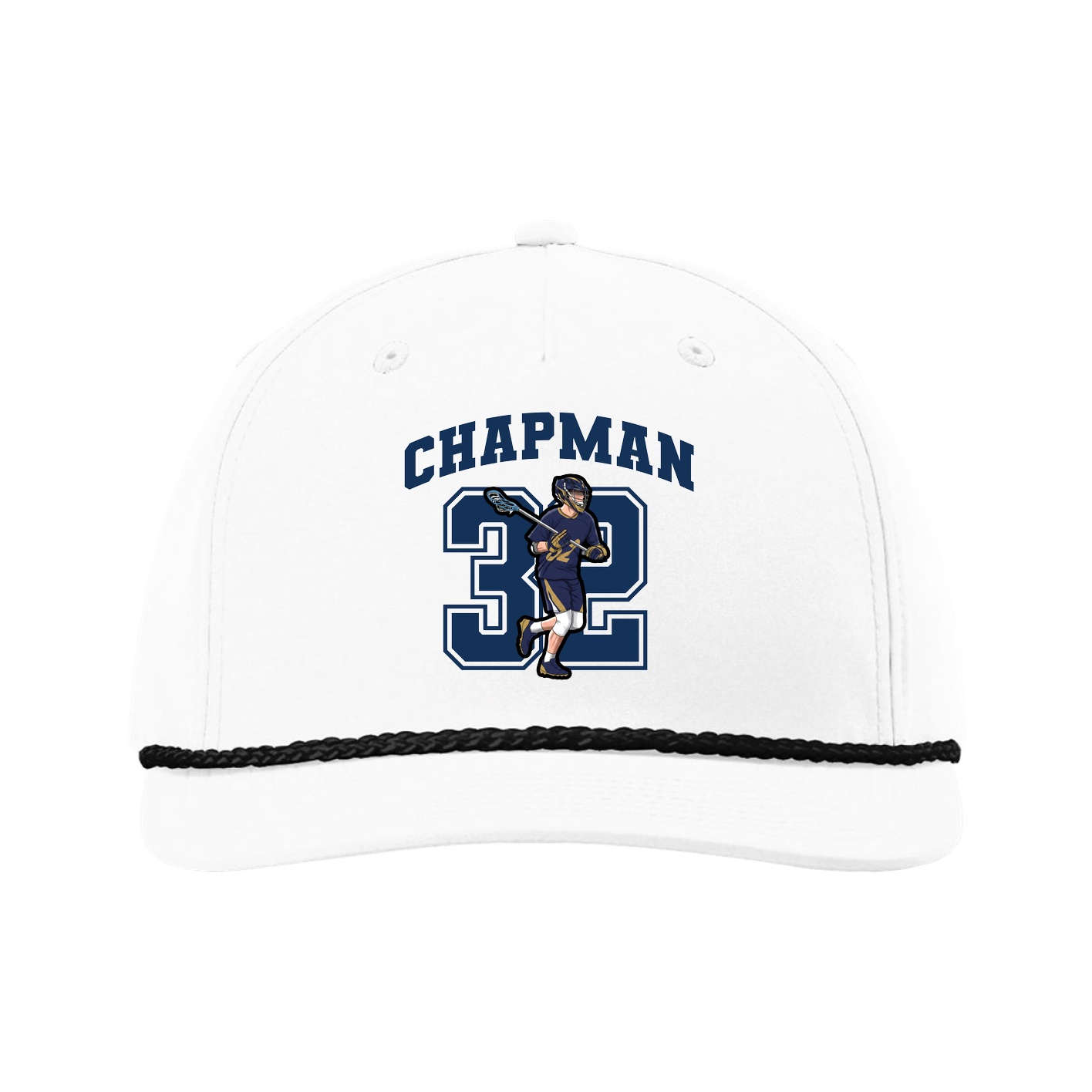 Five-Panel Classic Rope Cap — Number in White