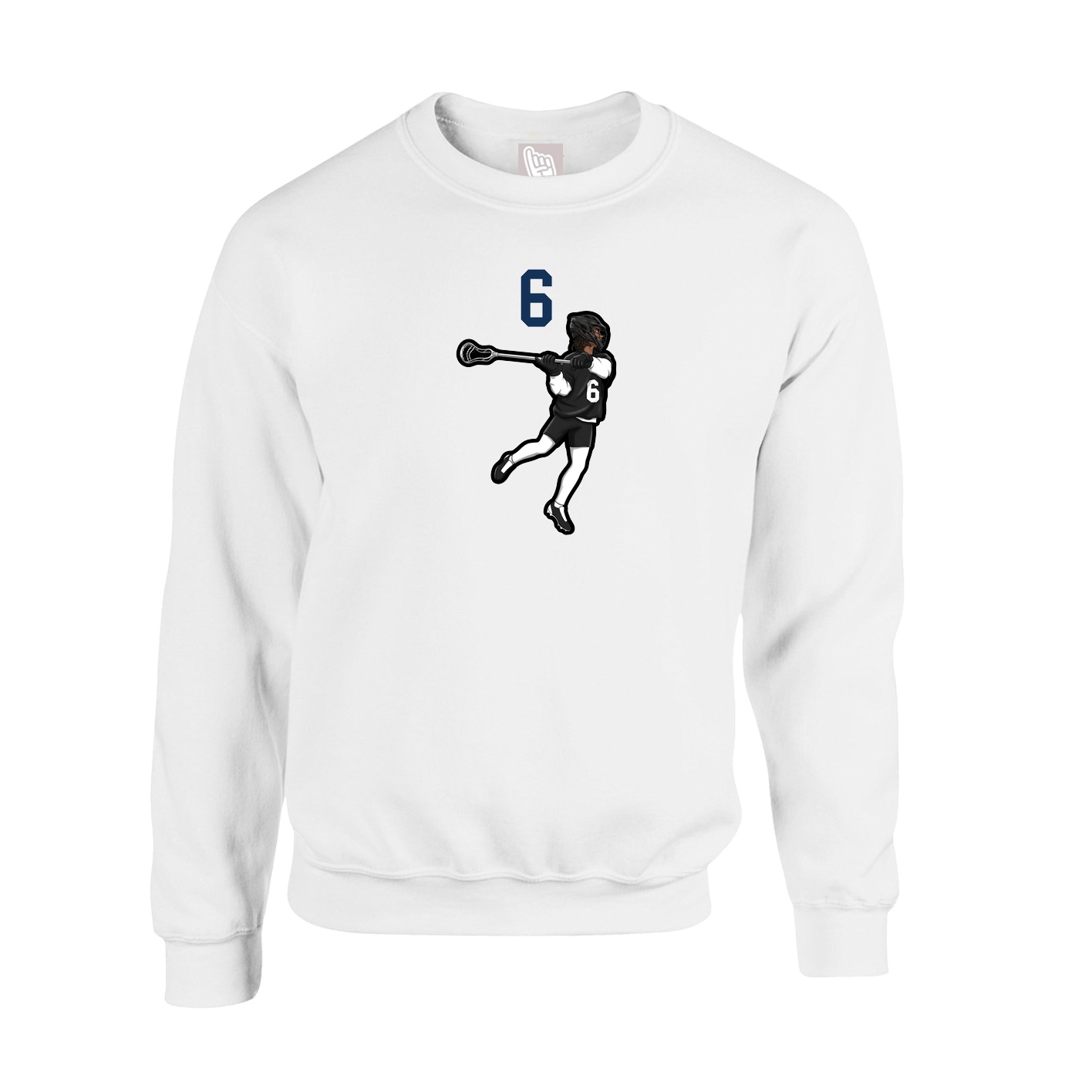 Fleece Crew — Number Top in White