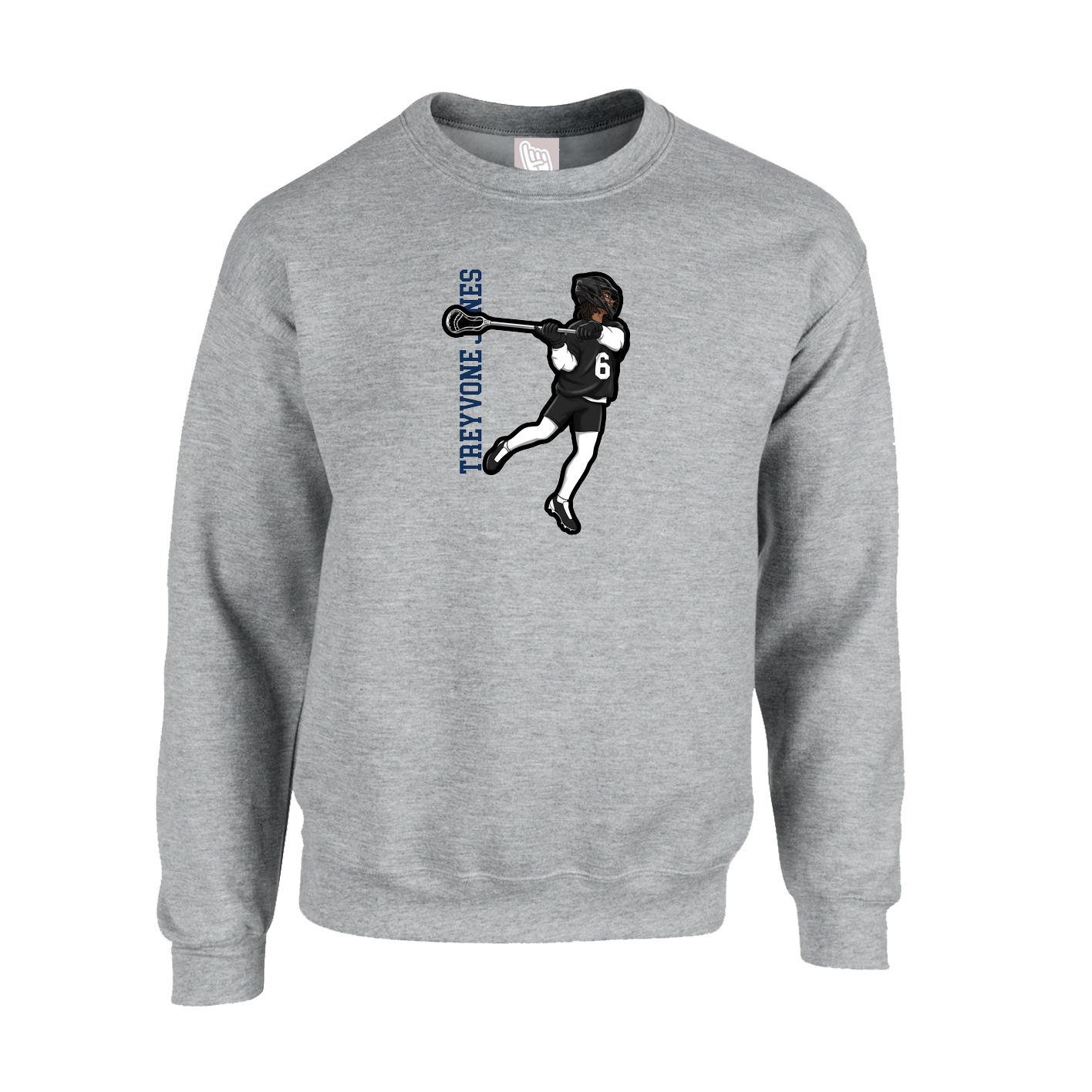 Fleece Crew — Name Vertical in Grey