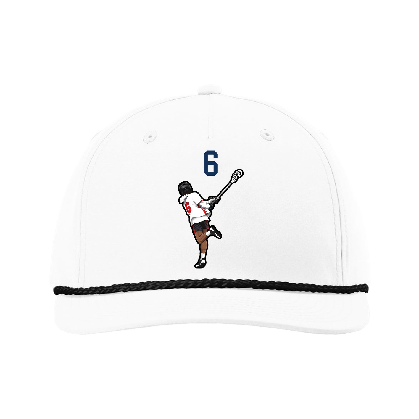 Five-Panel Classic Rope Cap — Number Top in White