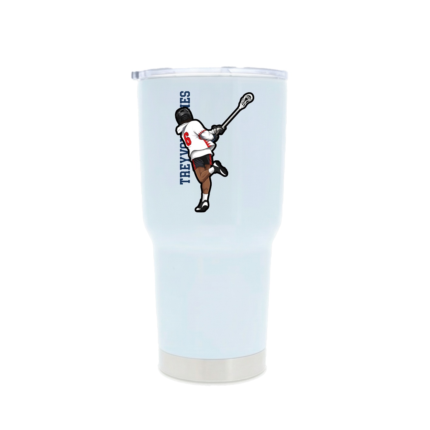 30oz Stainless Steel Tumbler — Name Vertical in White
