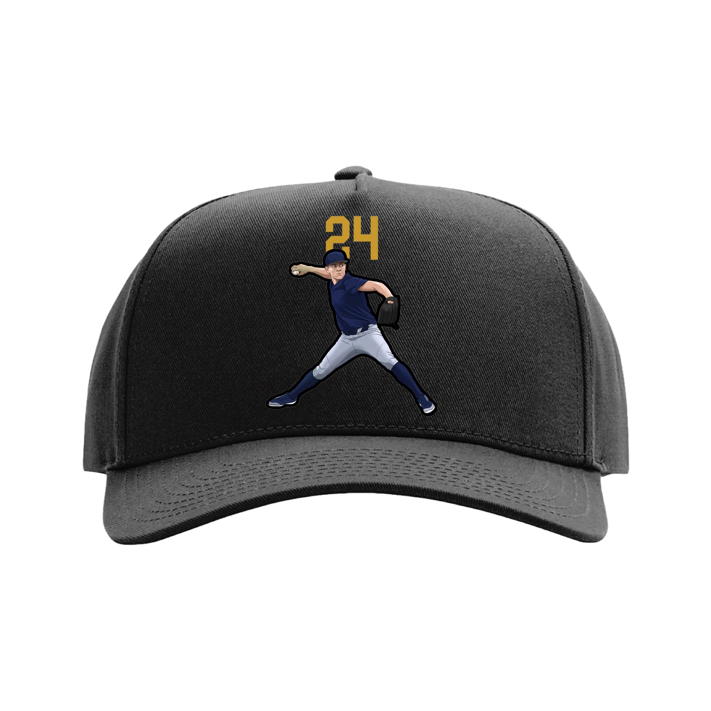 Full Fabric Five-Panel Champ Cap — Number Top in Black