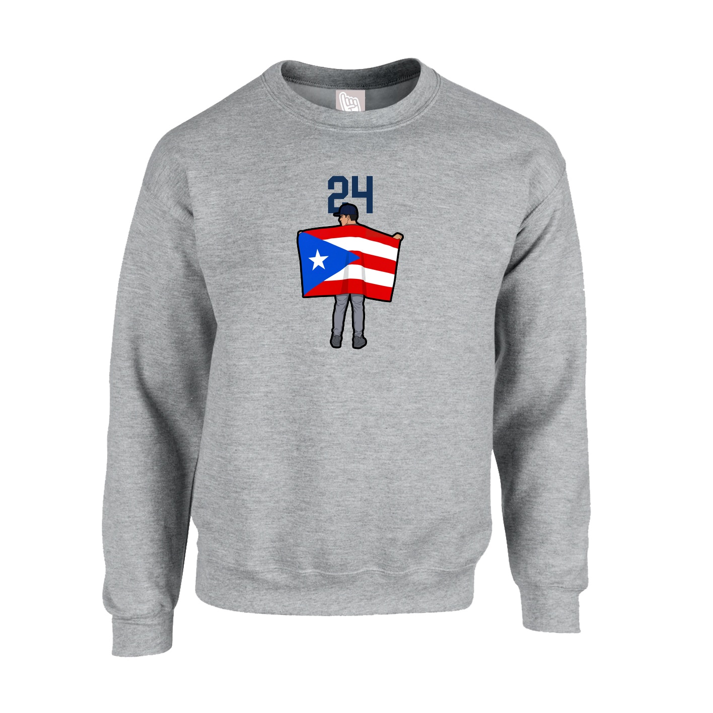 Fleece Crew — Number Top in Grey