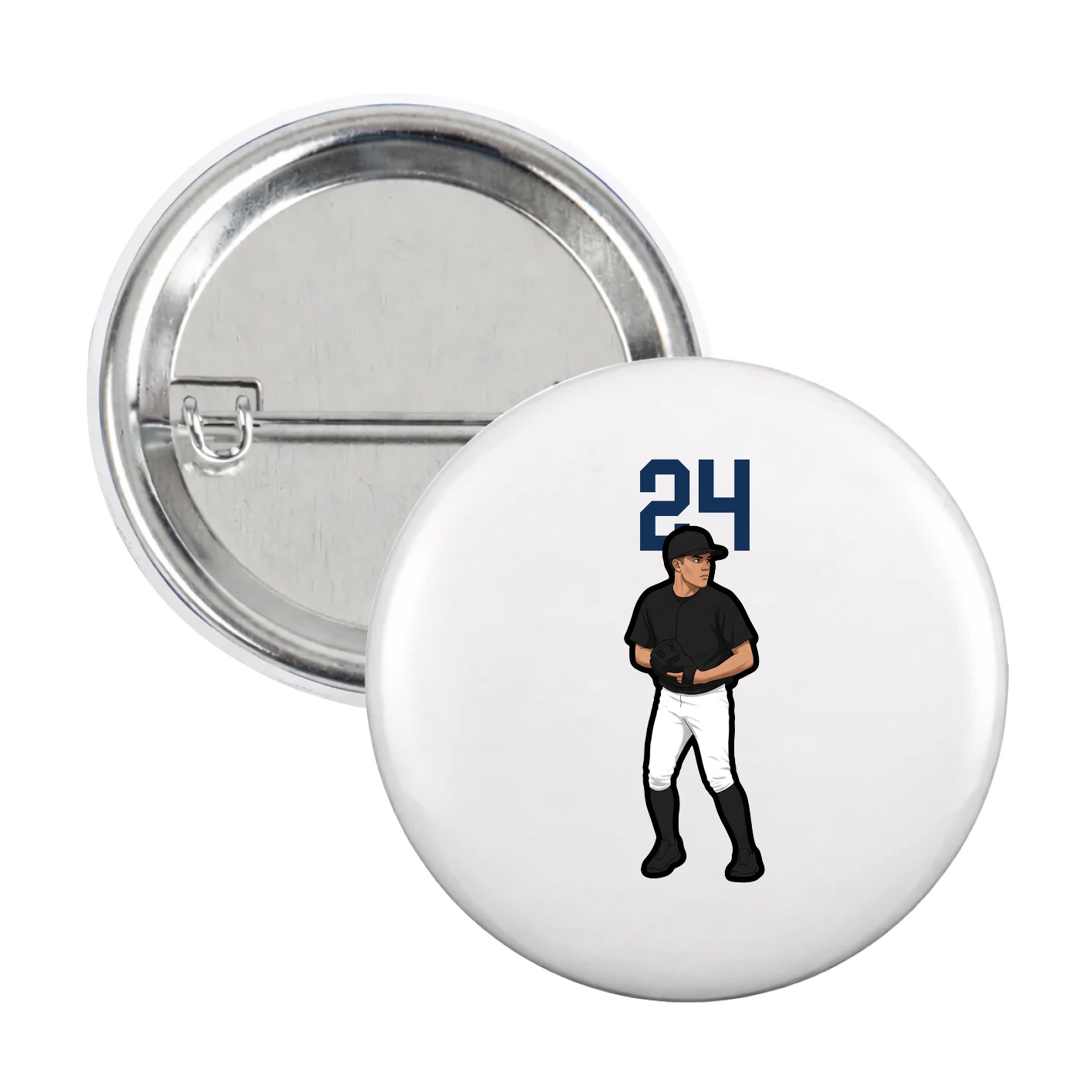 Game Day Button — Number Top in White