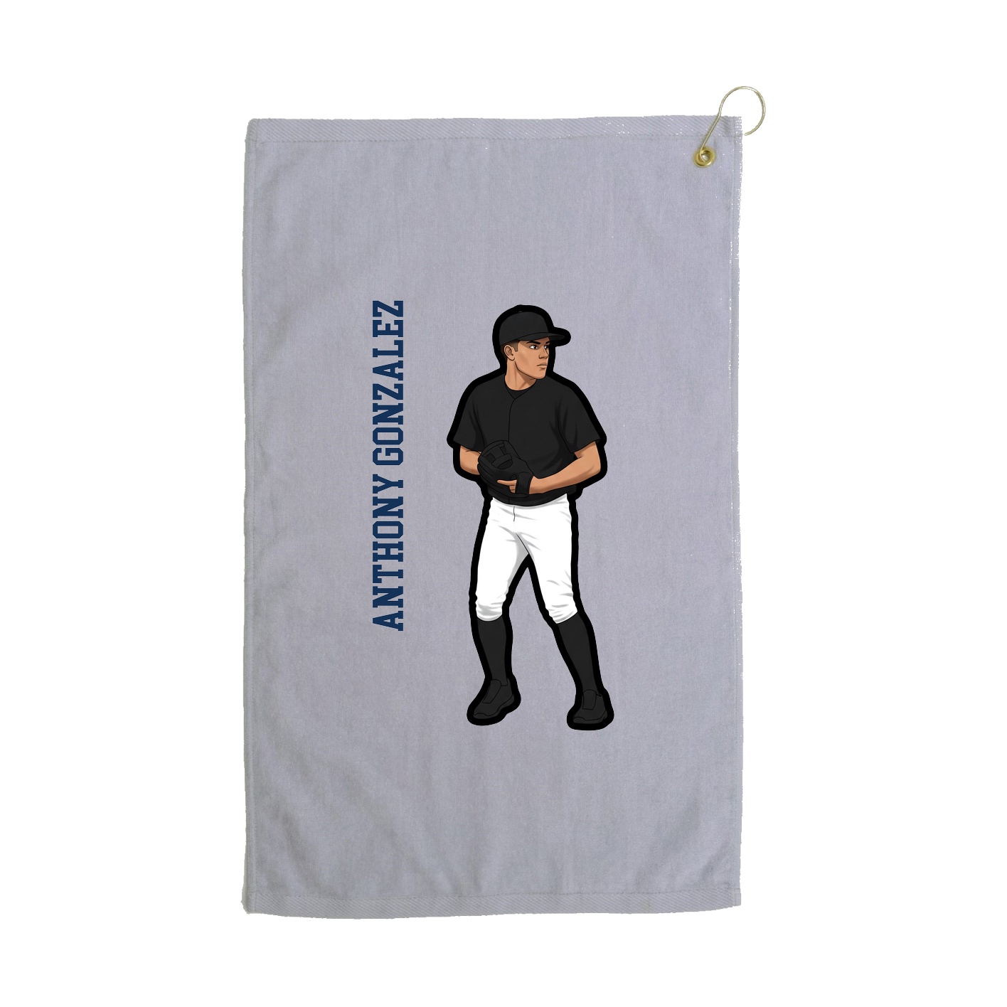 Golf Towel — Name Vertical in Grey