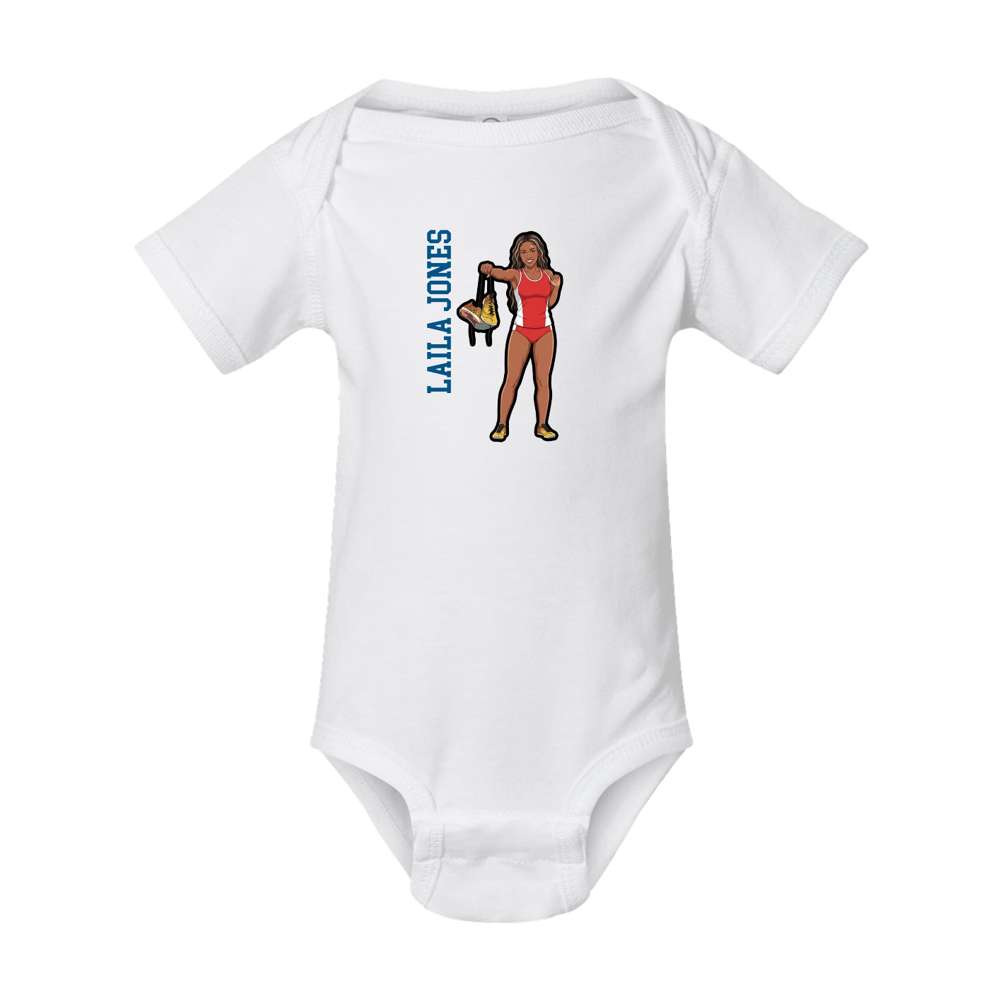 Baby Onesie — Name Vertical in White