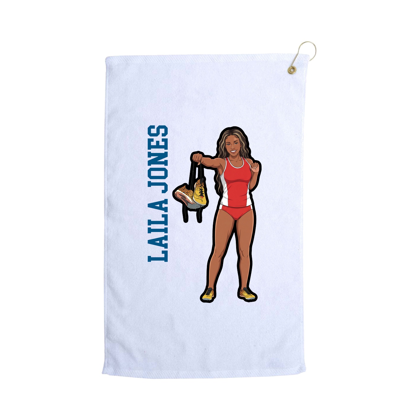 Golf Towel — Name Vertical in White