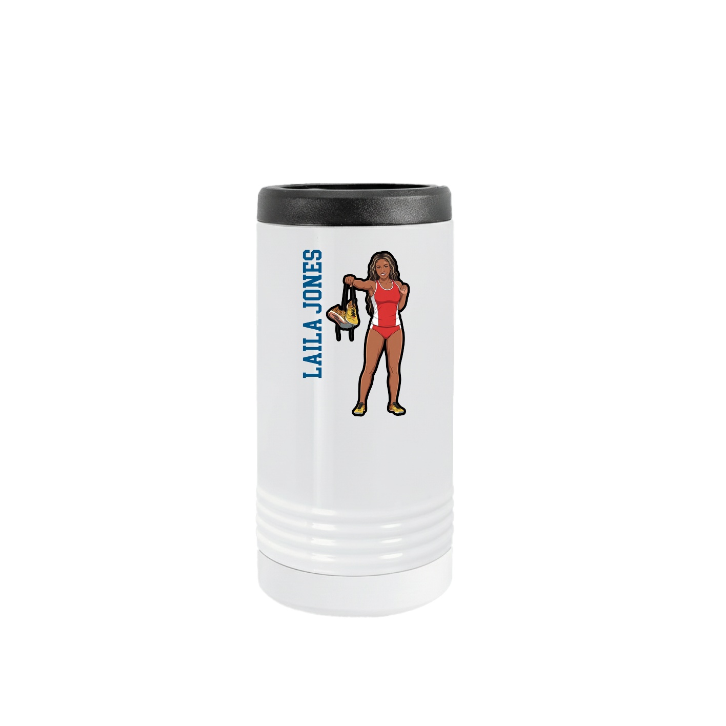 Slim Beverage Holder — Name Vertical in White