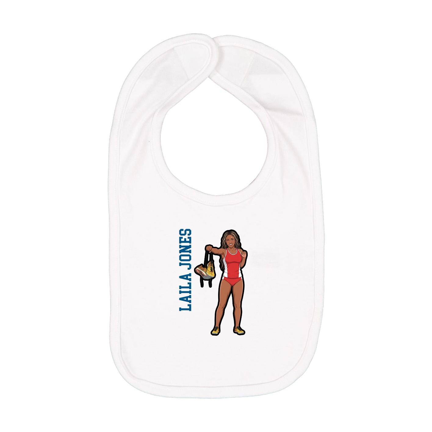 Infant Bib — Name Vertical in White
