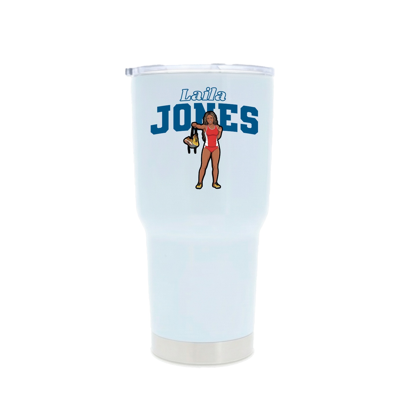 30oz Stainless Steel Tumbler — Name Arch in White