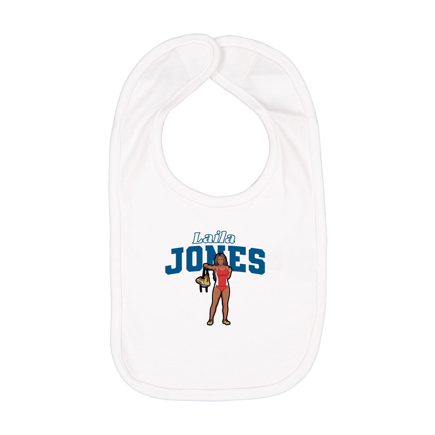 Infant Bib — Name Arch in White