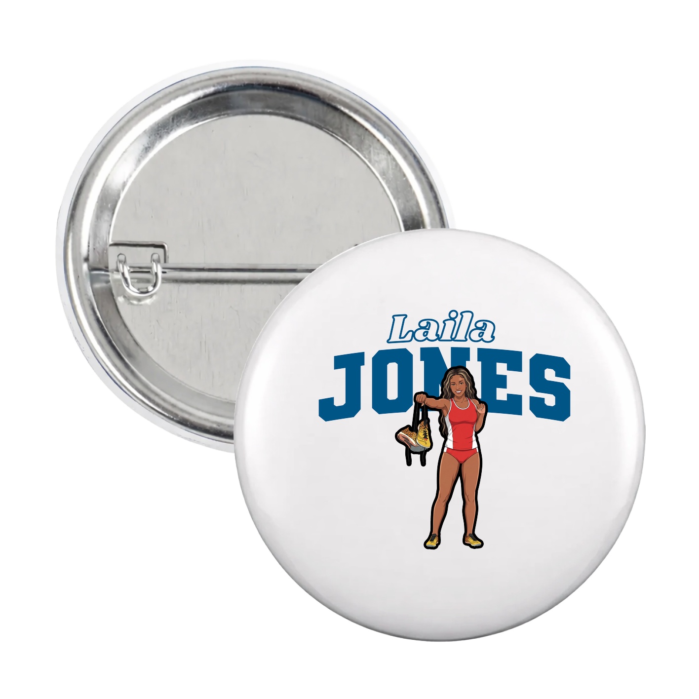 Game Day Button — Name Arch in White