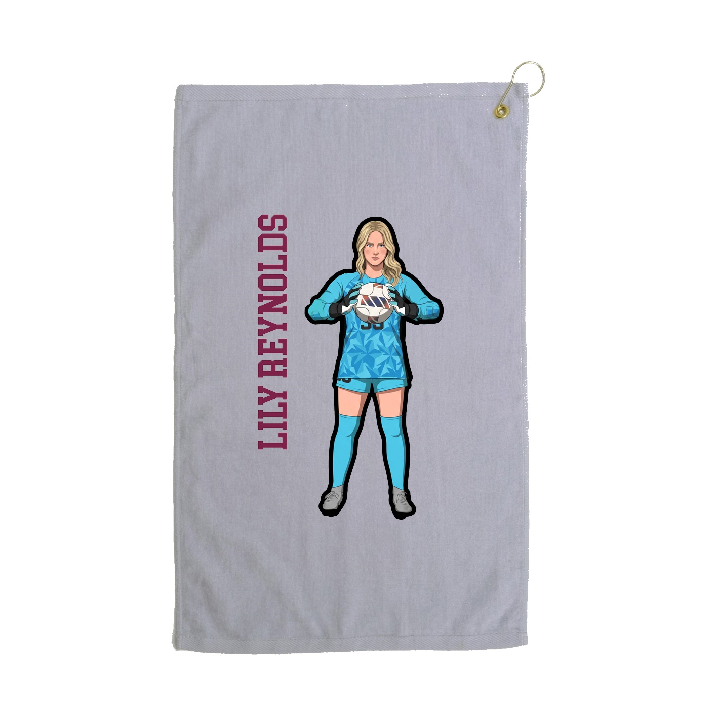 Golf Towel — Name Vertical in Grey