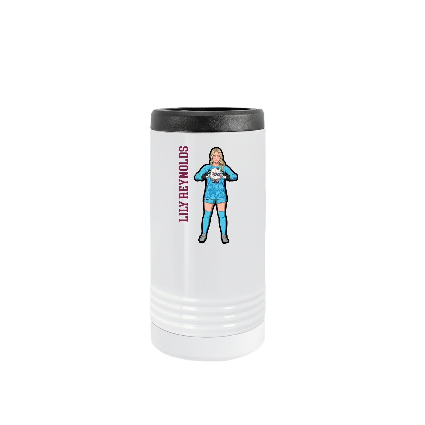 Slim Beverage Holder — Name Vertical in White