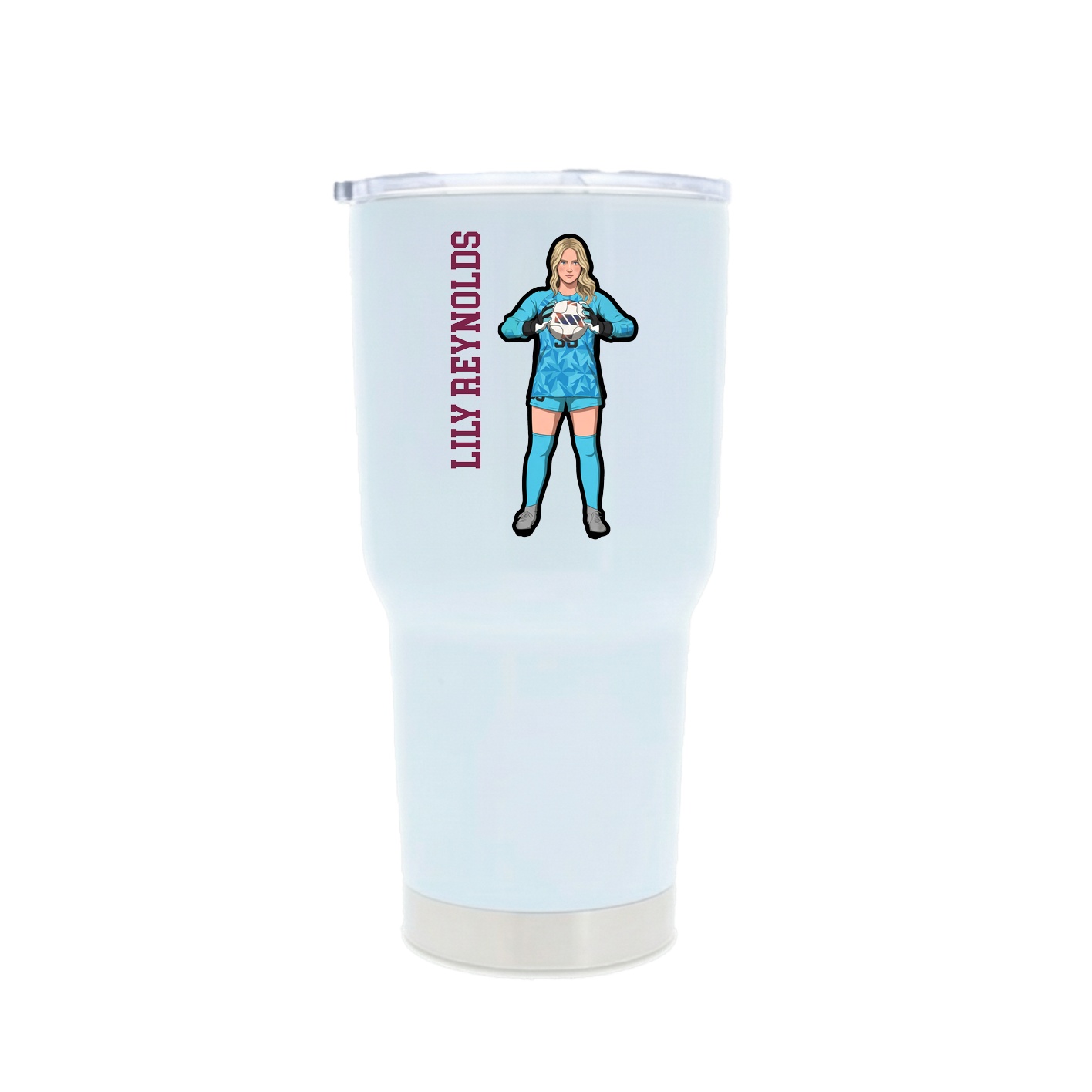 30oz Stainless Steel Tumbler — Name Vertical in White