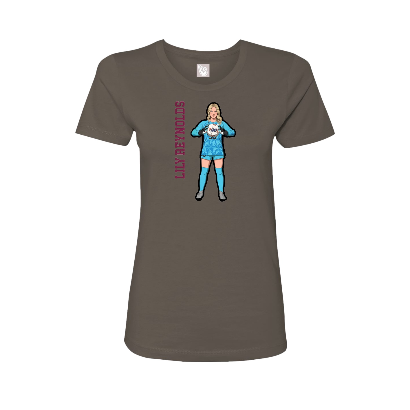 Fitted Women's Tee — Name Vertical in Grey