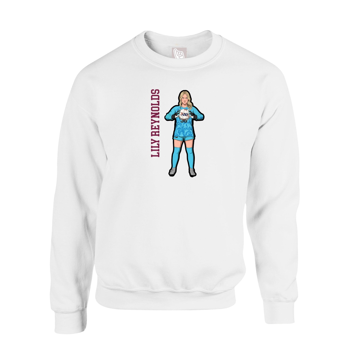Fleece Crew — Name Vertical in White