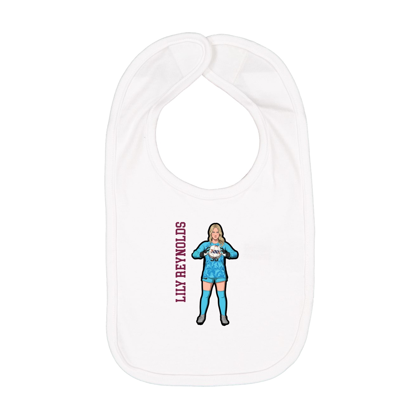 Infant Bib — Name Vertical in White