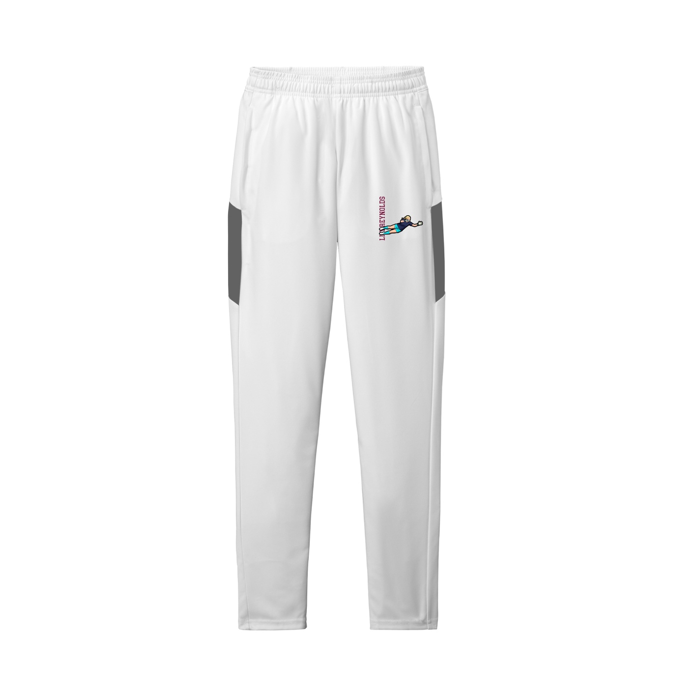 Team Travel Pant — Name Vertical in White/Grey
