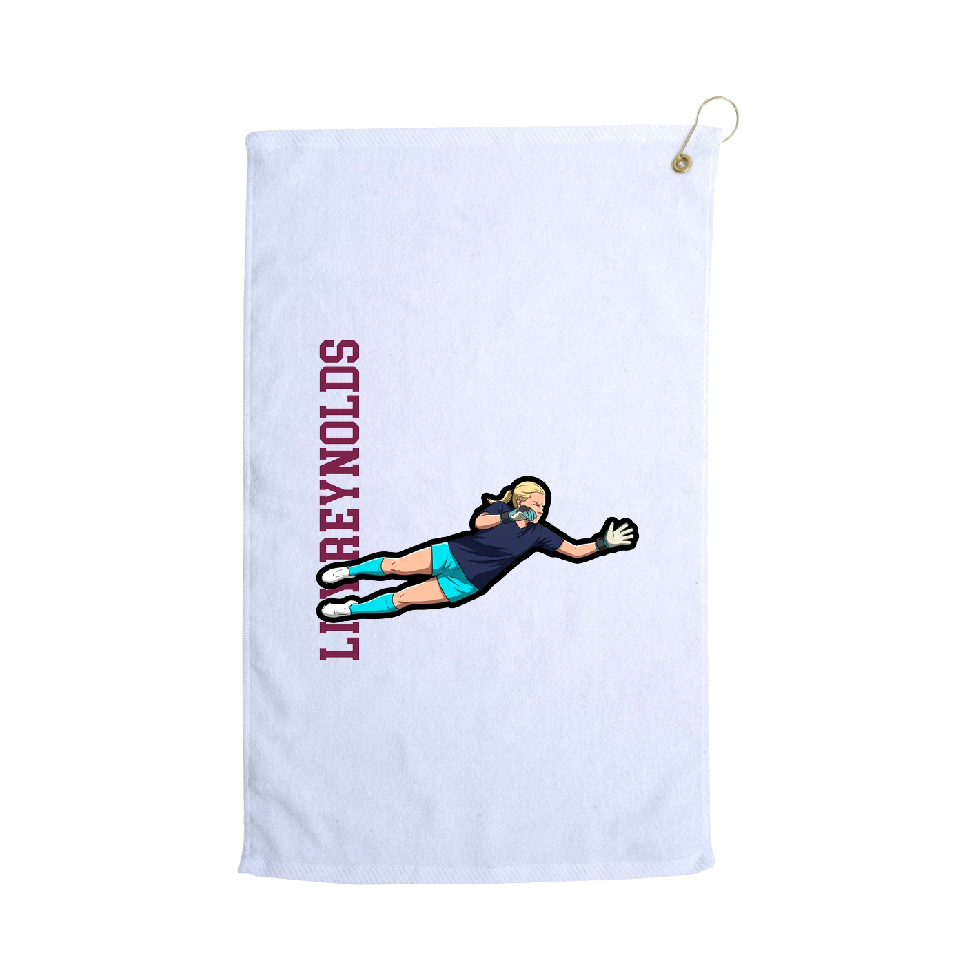 Golf Towel — Name Vertical in White