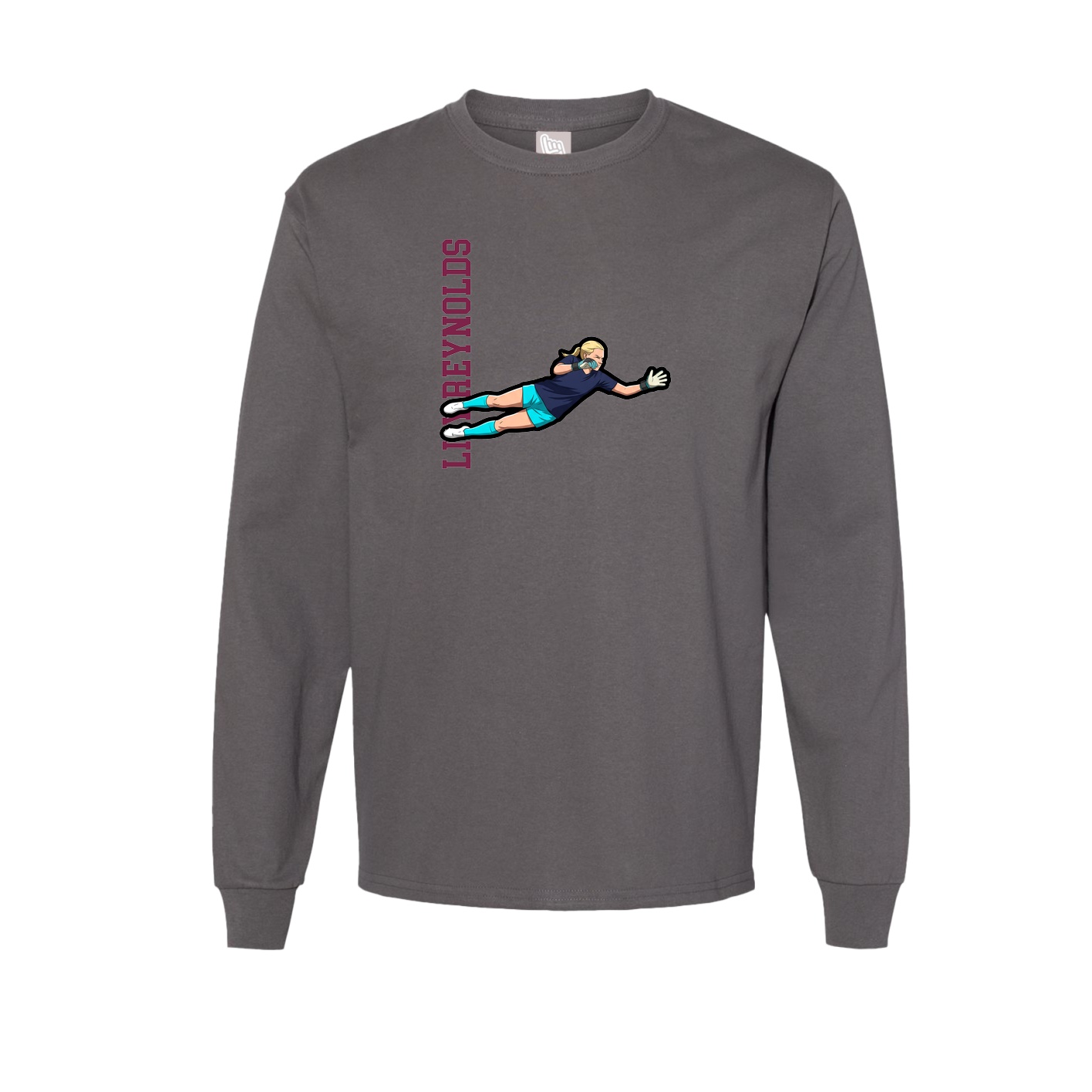 Long Sleeve Tee — Name Vertical in Grey