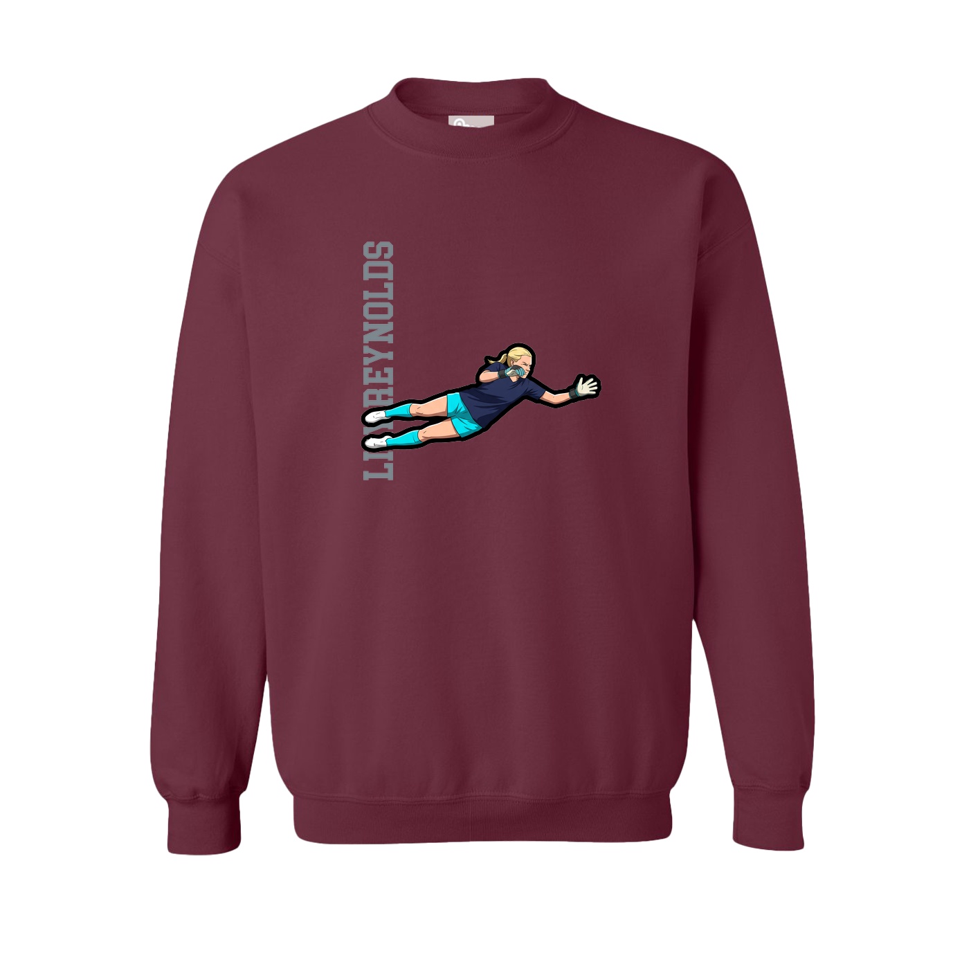 Fleece Crew — Name Vertical in Maroon