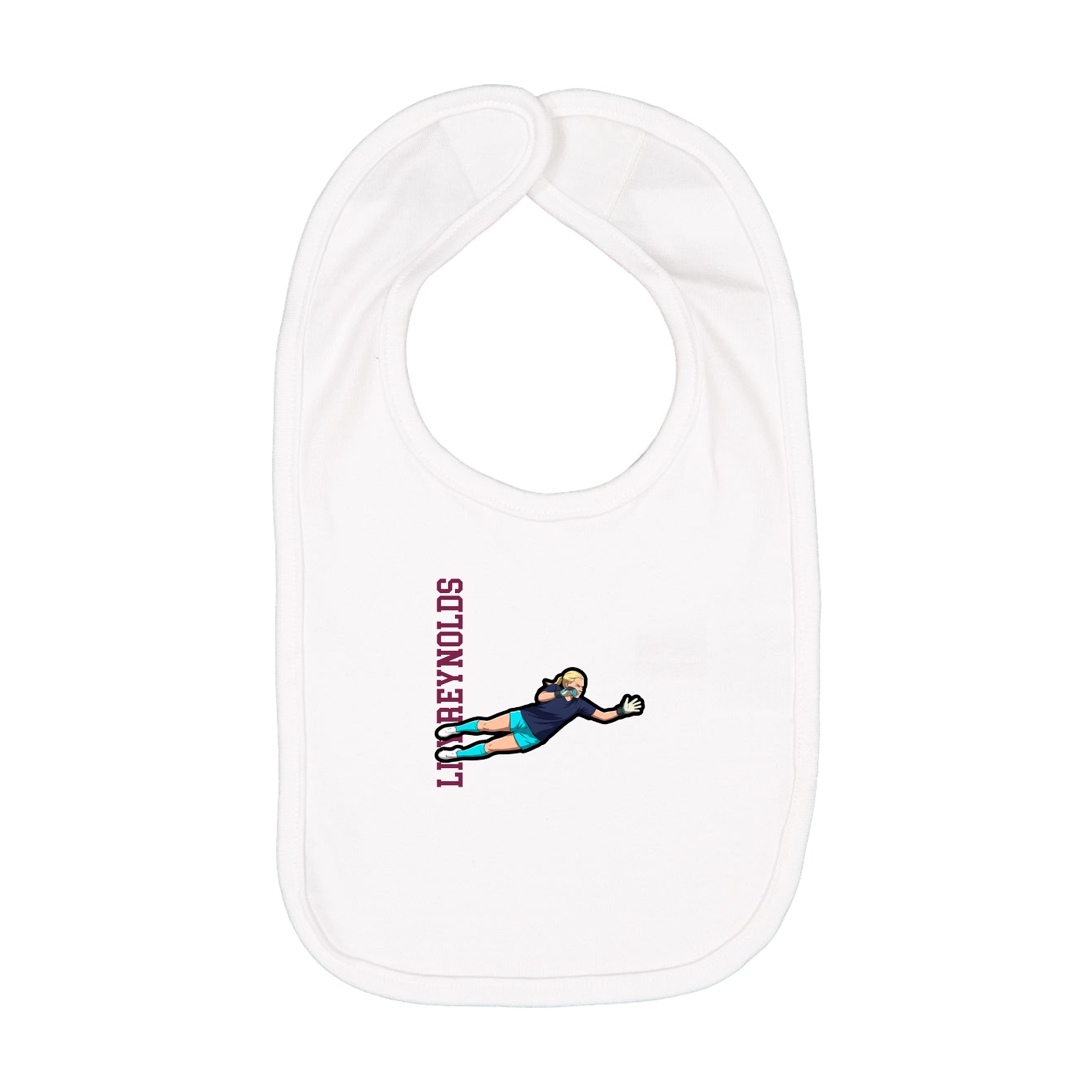 Infant Bib — Name Vertical in White