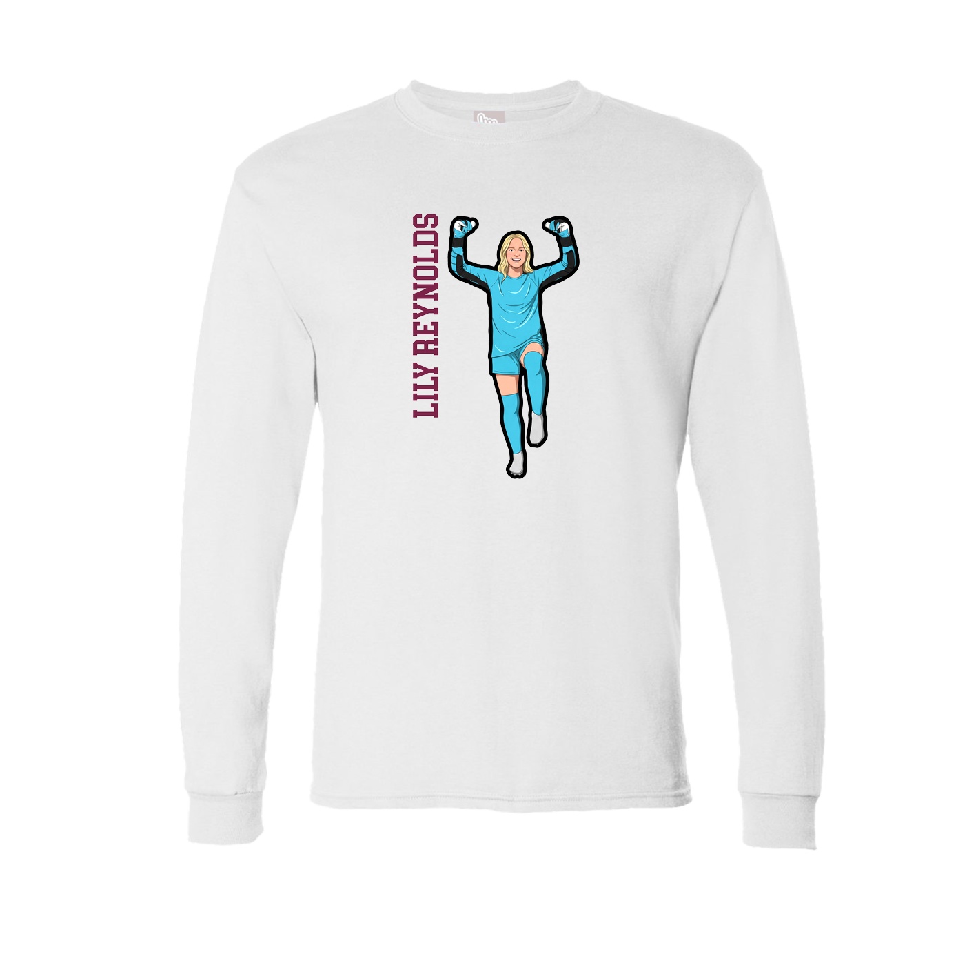 Long Sleeve Tee — Name Vertical in White