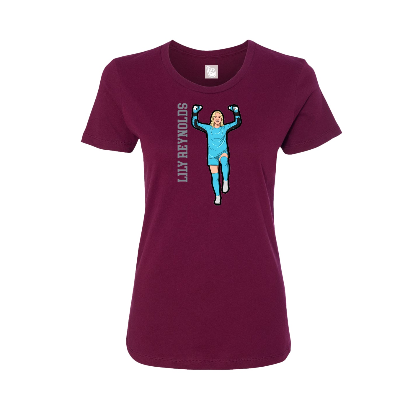 Fitted Women's Tee — Name Vertical in Maroon