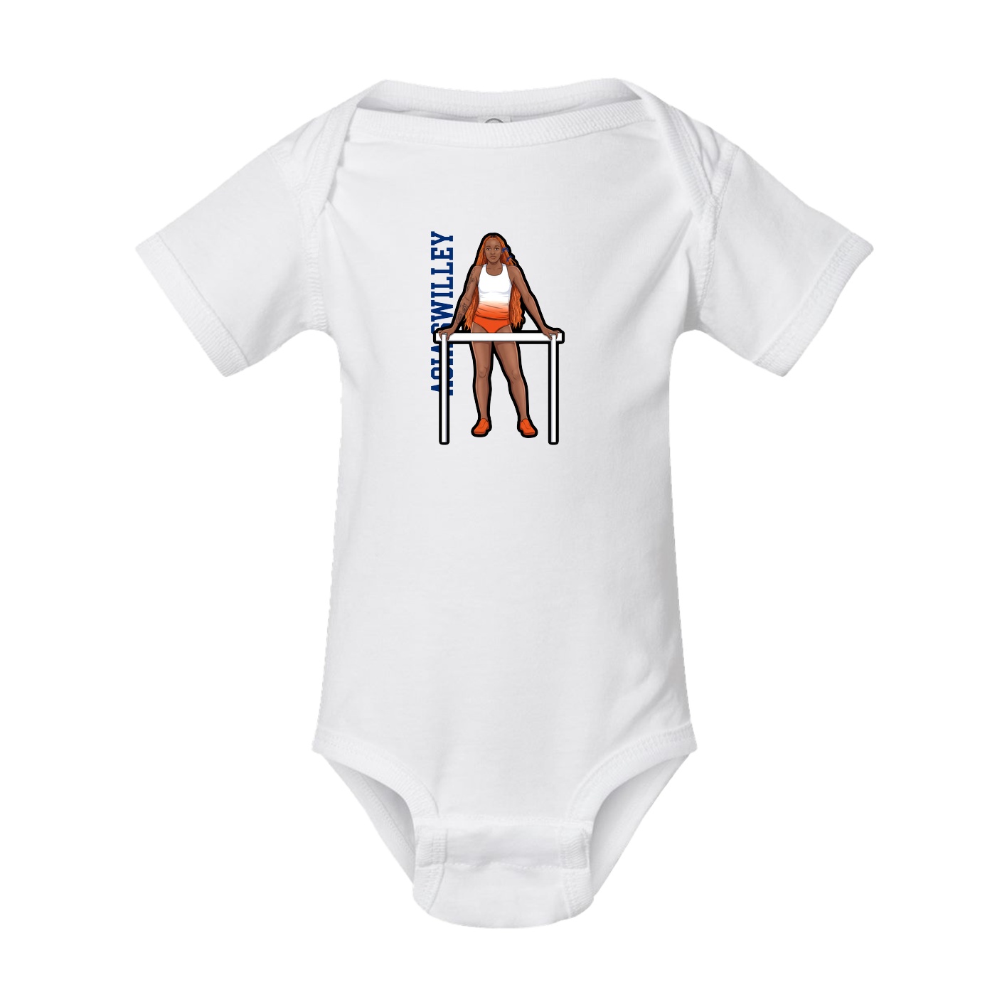 Baby Onesie — Name Vertical in White