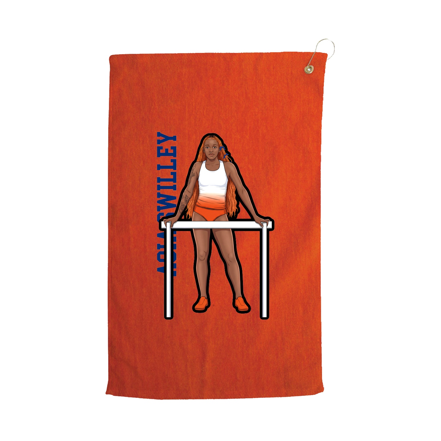 Golf Towel — Name Vertical in Orange