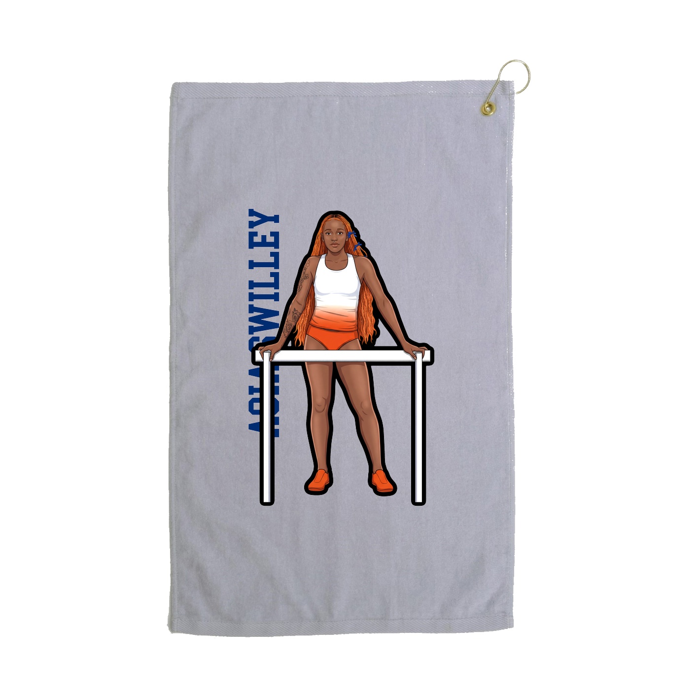 Golf Towel — Name Vertical in Grey
