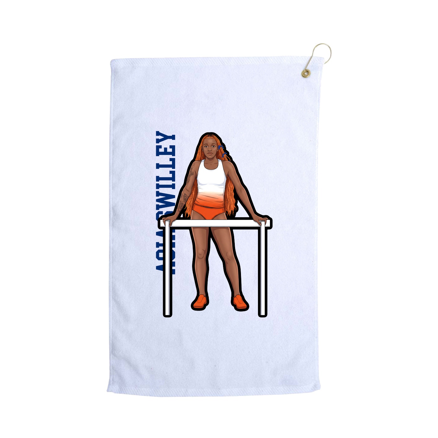 Golf Towel — Name Vertical in White
