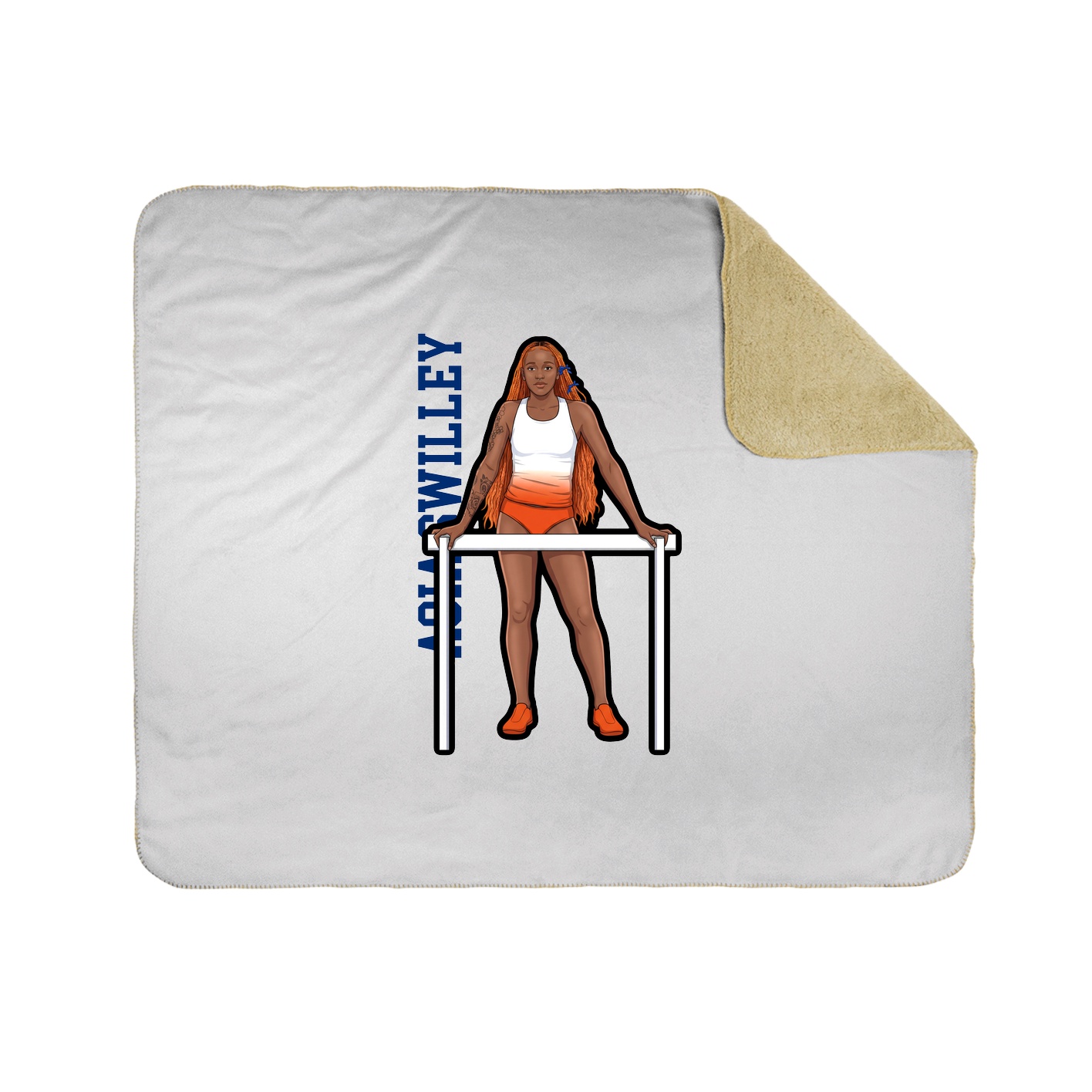 Throw Blanket — Name Vertical in White
