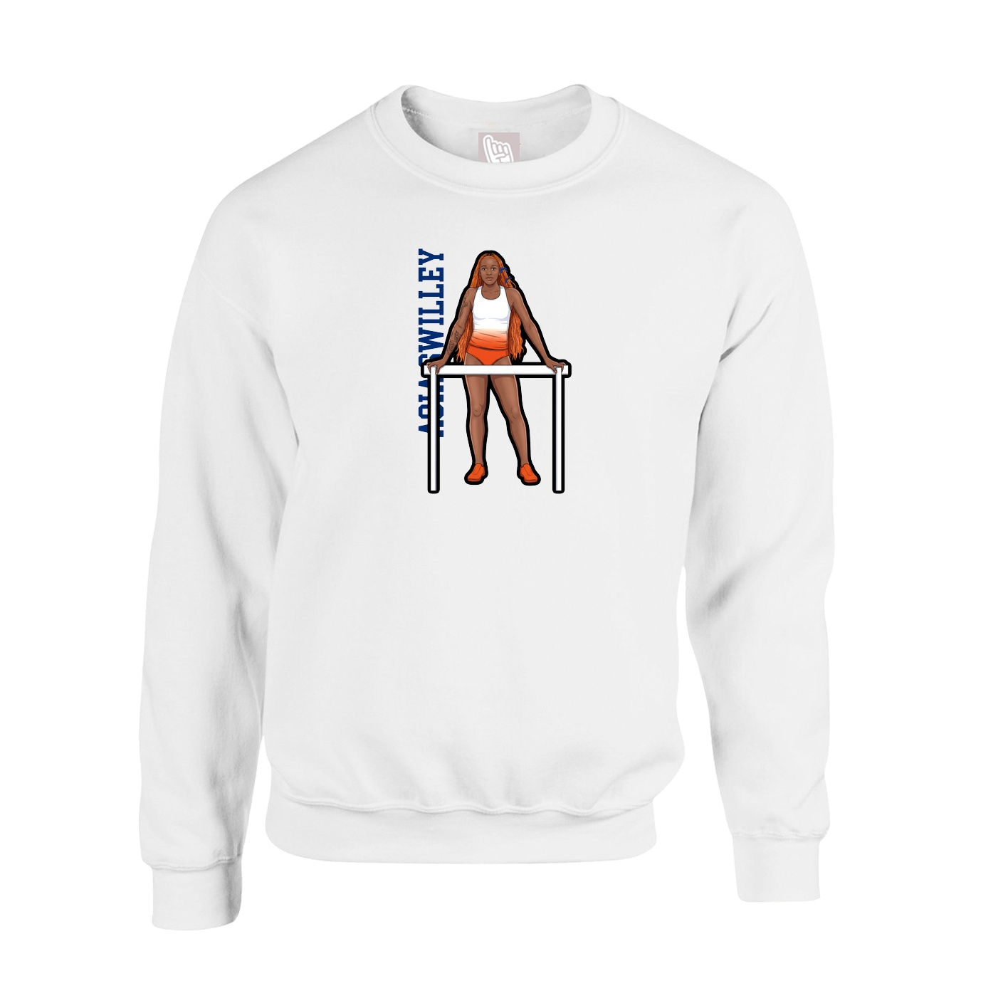 Fleece Crew — Name Vertical in White