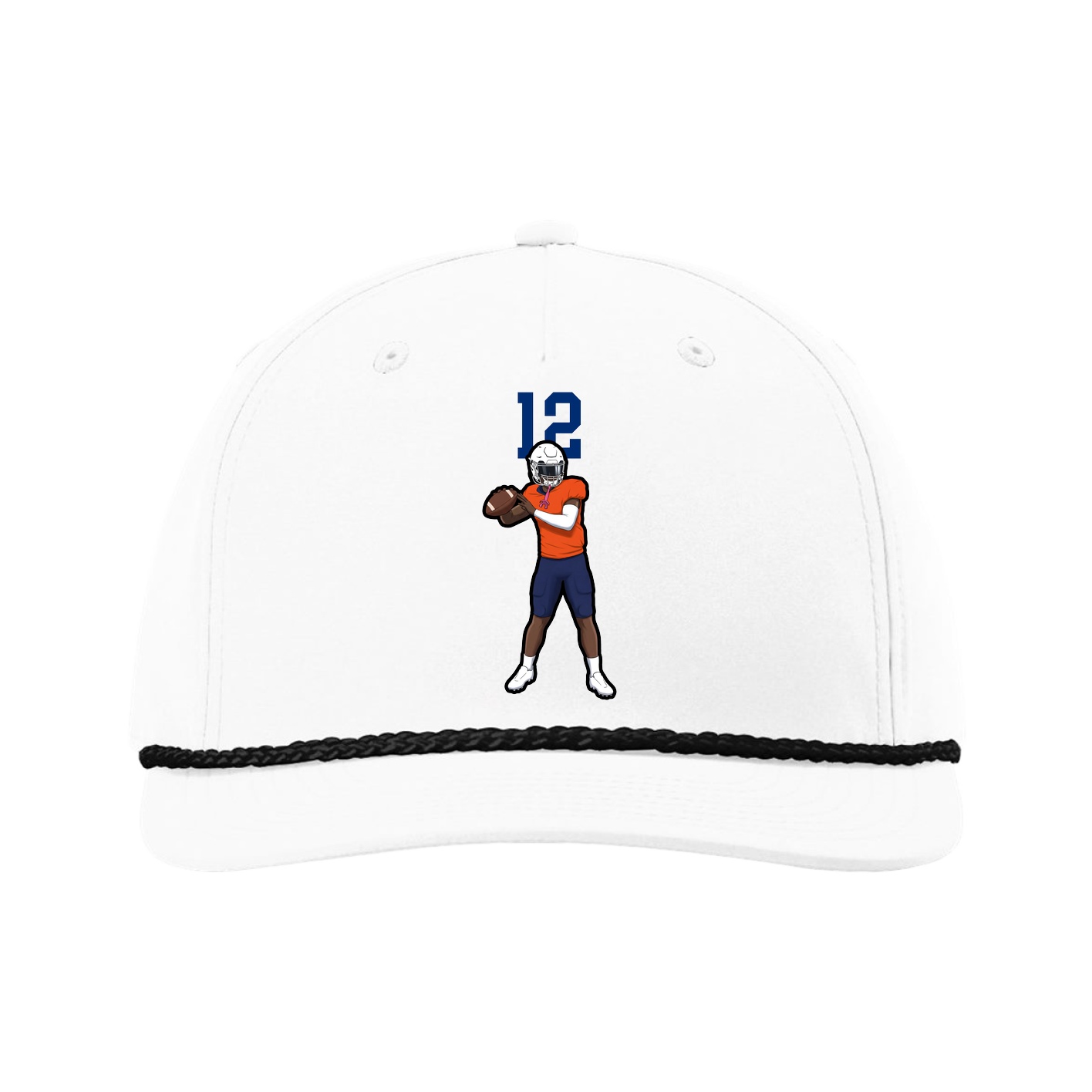 Five-Panel Classic Rope Cap — Number Top in White