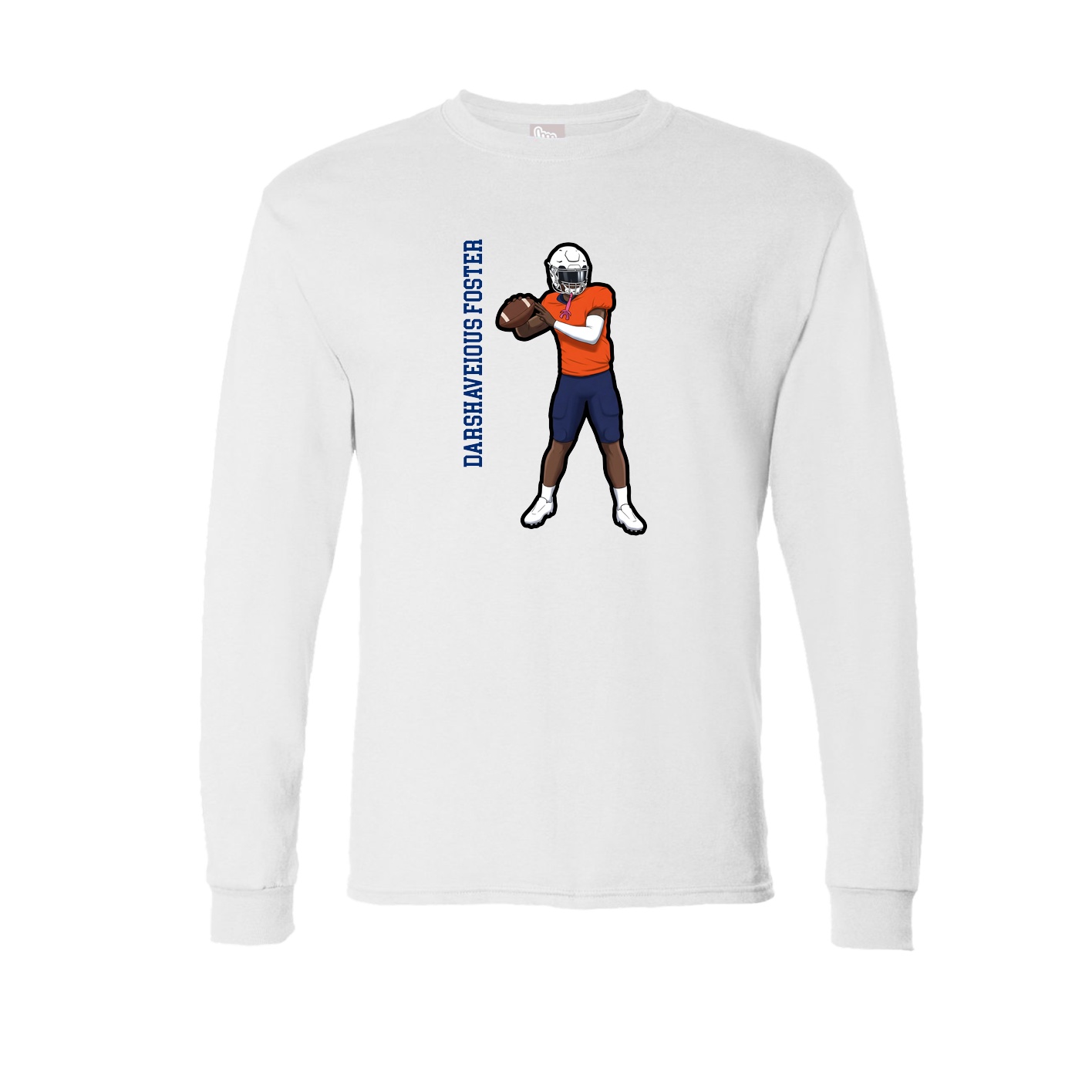 Long Sleeve Tee — Name Vertical in White
