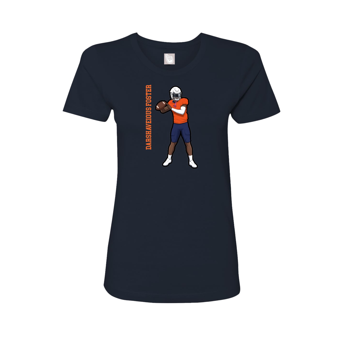 Fitted Women's Tee — Name Vertical in Navy