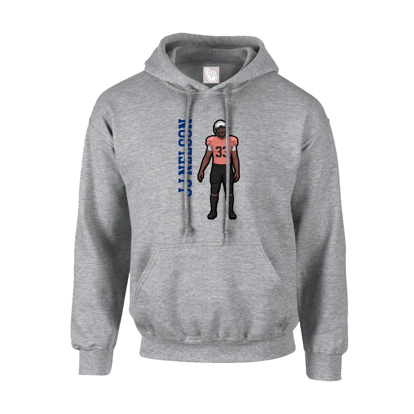 Hoodie — Name Vertical in Grey